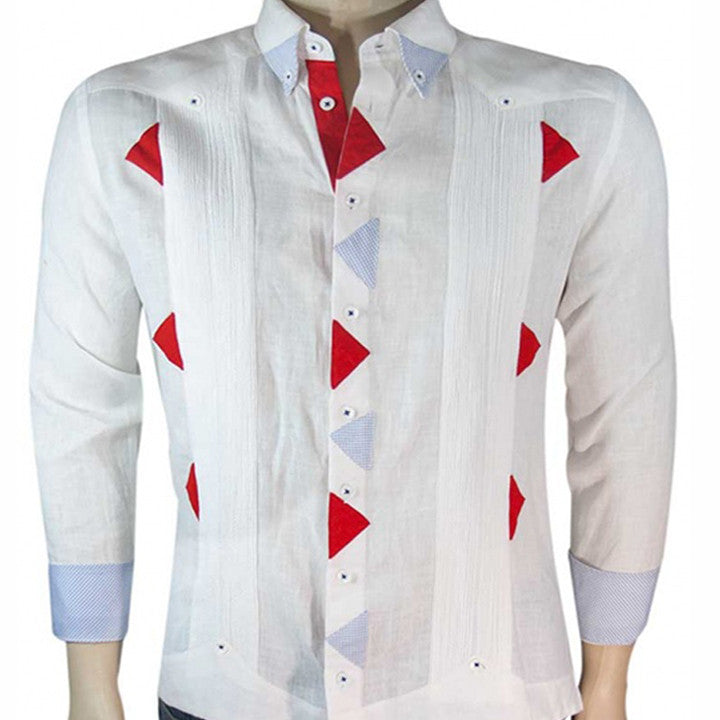 Chacabana Blanca manga larga con triangulos rojos y azules